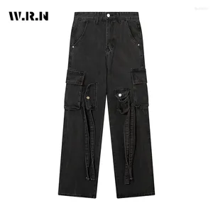 Frauen Jeans American Retro High Taille Schnürtaschen Hip-Hop Hosen 2024 Spring Casual Y2K Grunge Streetwear Denimhose Hose