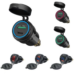 GPS GPS Motorcycle Car Charger Dual USB QC3.0 Быстрая зарядка DIN Hella Type C Digital Display Adapter для R1250GS G650GS F800 R1200 GPS GPS GPS