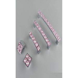 Handles Puxa Crystal Glass Series Diamond Pink Furniture Door Mutre Dresser der Wardrobe Armários de cozinha armário de armários Acesso8779447 D DHTHK