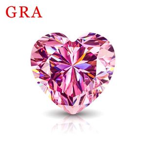 Bröllopsringar Szjinao Real 0,5CT till 3CT hjärtformad rosa Moissanite -sten med certifikat lösa ädelstenar för bröllopsdiamantringar som gör 240419