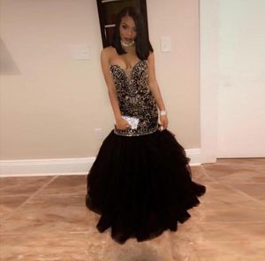 Scintilla di cristallo per sfregamenti Black Girls Long Prom Dress Sweetheart Tulle di laurea sudafricana Abito da sera da sera realizzato più 2959944