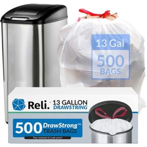 Tall Kitchen Drawstring Trash Bags 13 Gallon 500 Count Bulk Kitchen Garbage Bags White 13 Gallon - 16 Gallon Capacity 240416