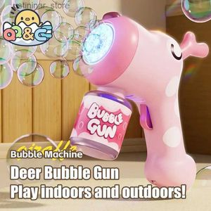Sand Play Water Fun 20 Hole Automatic Electric Bubble Gun Deer Dog Animals Bubble Machine Soap Maker Summer Outdoor Childrens Toys for Kids Gifts L416