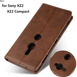 Cüzdan Sony xperia için deri kasa xz3 xz2 kompakt flip kılıf kart tutucu kılıf manyetik cazibe kapağı cüzdan kılıfı
