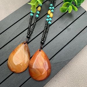 Pendant Necklaces Sardonyx Agate Necklace Rough Stone Water Drop With Chain For Free River And Lake Stall Jade Wholesale Neckl