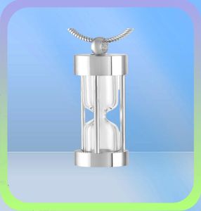 IJD9400 Clear Hourglass Cremation Pendant Hold Memorial Ashes rostfritt stålcylinder Keepsak Urn Halsband för kvinnor smycken51339606182