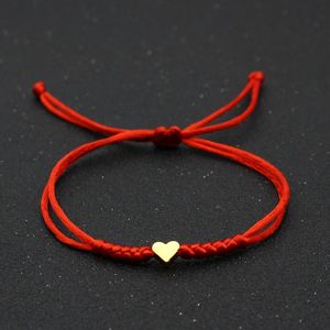 Corda intrecciata di colore solido intrecciato intrecciato a mano a forma di cuore braccialetti per donne uomini amicizia amanti gioielli