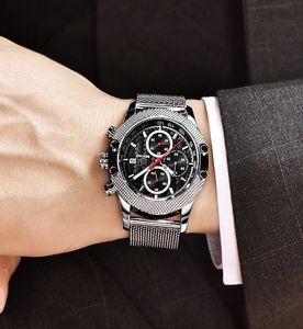 Benyar Fashion Chronograph Mens Watches Top Brand Luxury Military Stainless Strap Quartz Sports Watch Relogio Masculino4282340