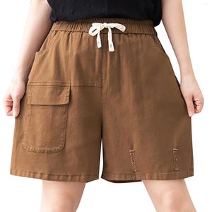 Frauen Shorts losen lässige Baumwoll -Elastizitätshose Penne Rolmers für kurze Frauen