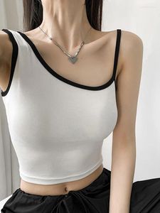 Women's Tanks Oblique Shoulder Crop Vests 2024 Summer Sexy Sling Vest Camis