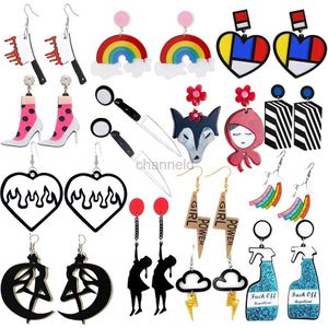 Other New Geometric Acrylic Drop Earrings For Women Hip Hop Trend Party Gift Jewelry Wholesale Lightning Rainbow Heart 240419