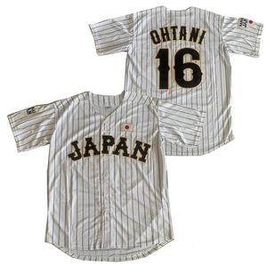 Maglie da baseball BG Giappone 16 Maglie ohtani da abbigliamento sportivo per esterni cuciture bianche strisce hip-hop-hop cultura di strada 240412