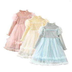 Girl Dresses Toddler Long Sleeve Sweater Tulle Patchwork Dress For 1 To 7 Years Foe