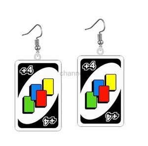 Inne kolczyki akrylowe dwustronne prostokąta Kolczyki Magic Poker Game Cards Crafts Dangle Acryl Jewelry for Girl Woman Prezent 240419