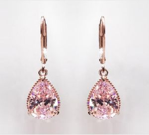 Rose Diamond for Women Fashion Pink Topaz Gemstone Bizuteria 14K Gold Garnet Drop Earring Oreccchini Girls7857144