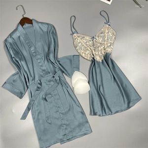 Abbigliamento da donna sleep out in pizzo spaghetti cinghia da notte camina sexy manica kimono set loungewear lingerie