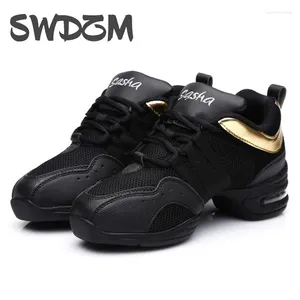 Sapatos de dança Swdzm Women Sneakers Men Sports Modern jazz malha respirável sola leve sola lisada para mulheres