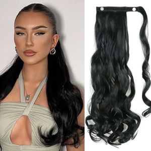 human curly wigs Wig style Velcro curly hair ponytail synthetic fiber one piece natural long hair extensions