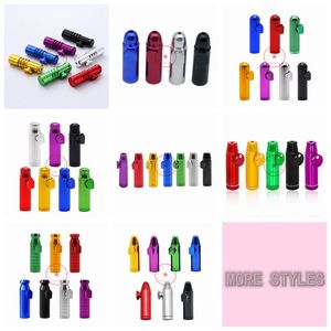 Mini Smoking Bullets More Styles Colorful Aluminium Alloy Snuff Snorter Sniffer Snuffer Dispenser Herb Tobacco Seal Storage Bottle Pipes Nose Cigarette Holder DHL