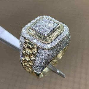 Rings Band Rings Latest Style omineering Gold Color Hip Hop Ring for Men Women Fashion Inlaid White Zircon Stones Punk Wedding Ring Late