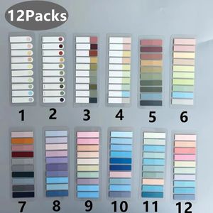 12packs/set Note adesive trasparenti Autoadesivi Annotazioni Annotazioni Lettura Libro Clear Tab Kawaiicute Stationery 240410