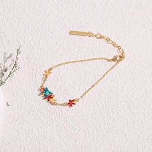 Link Armbänder 2024 Herbst Trendy Style Rot gelb allmählicher Farbwechseln Sie blaue Feder dynamische und exquisite Smaragdvogel