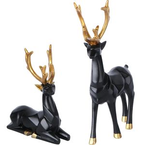 2 PCs Origami Elk Ornamentos de objetos decorativos Figuras de veado Acessórios para casa Resina Sala de estar Natal 240411