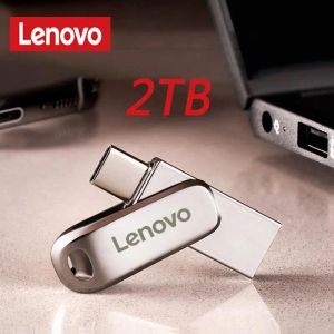 Gabinete Lenovo USB Flash Drive 2TB OTG Metal USB 3.1 Chave de acionamento de caneta 1 TB 512 GB Tipo C de alta velocidade Pendrive Mini Flash Drive Memory Stick Stick
