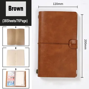 Sheets A6 Vintage PU Leather Cover Notebook Kraft Blank Paper Diary Notepad Travel Hand Note Book With Card Storage Organizer