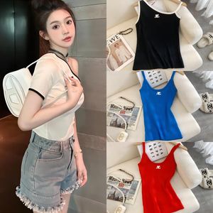 Designer Courreges Diagonal Shoulder Tank Top Waist Hollow Out Design Letter Embroidered Strap t-shirt 2024 Summer Brand Spicy Girls Versatile New Outerwear Vest