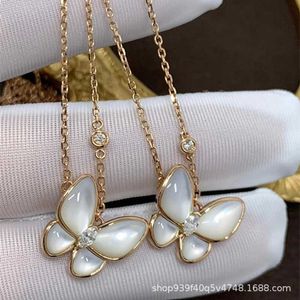 Designer Brand V JinVan Precision Edition White Beibutterfly Necklace for Women 18k Rose Gold Lock Bone Chain Live Broadcast