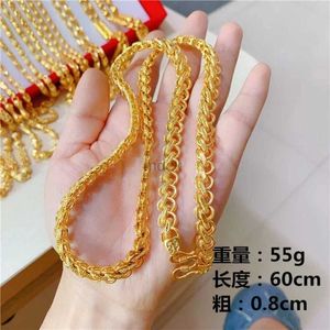 Pendant Necklaces 999 gold necklace 24K personalized new AU750 large thick chain BOSS chain jewelry for men and women 60-70cm 240419