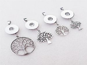 Metal 18mm Snap Buttons Life Tree Pendant Halsbandsmycken 4 Styles Mix med Link Chain4990910