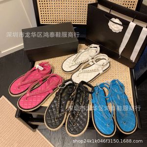 Slippers High Version Small Fragrant Metal Chain Woven Hemp Rope Bottom Beach Fisherman's Shoes Genuine Leather Clip Toe Women's Sandals