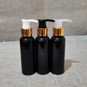 Storage Bottles 50pcs 100ml Black PET Lotion Pump Bottle Empty Shampoo Sub-bottling Essential Oil Container With Gold Silver Dispenser