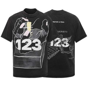 Męskie koszulki 2024 Nowa marka modowa wypoczynkowa RRR123 Python Print Street Clothing High Street Losowa koszulka dla mężczyzn J240419