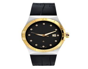 Top Brand Men assista Leather Woman Gold Dial Dial IMITAÇÃO CERAMICA DO BOLHE ATELHO GOLD Gold Woman Dive Quartz Watches Watches USA Sports9632572