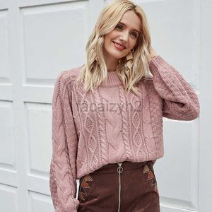 Women's Sweaters Autumn/Winter New Round Neck Pullover Women's Knitwear Twisted Flower Long Sleeve Loose Sweater Top Plus Size T Shirt tops
