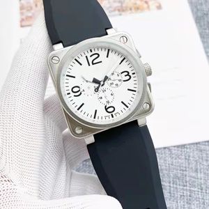 2024 Mens Br Watch Автоматический механический колокольчик коричневая кожаная черная резина Ross 6 Hands MJK001