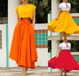 スカートSKMY 2024 SUMMER MAXI SKIRT WOMANS CLOSTION SOLID COLOR SOLID COLOR HIGH WAIST BELT-UP A-LALEプリーツロングパーティークラブウェア