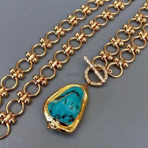 Naszyjniki wiszące Y.inging złoty łańcuch dławiki Naszyjnik niebieski turkusowy wisiorek projektant klejnot biżuterii 240419