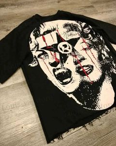 Męskie koszulki Strtwear T Shirt Y2K Harajuku Hip Hop Graphic Gothic Bawełna okrągła szyja ponadwymiarowe kobiety kobiety nowe punkowe krótkie blaty T240419