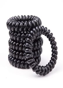 Cravatta per capelli da filo per telefono a filo di colore nero da 5 cm Bracciale ad anello per capelli elastico Bracciale Stretchy8149913