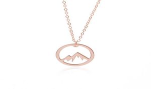 Simple Nature Snowy Mountain Necklace Circle Round Mountain Top Range Necklace Landscape Lover Camping Outdoor Necklaces for Women3494142