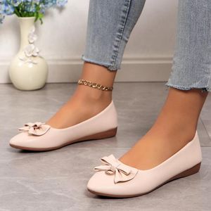 Casual Shoes Summer Pointed Toe Comfortable Flat Elegant Shallow Mouth Lightweight Breathable Bow Women's NO: W916