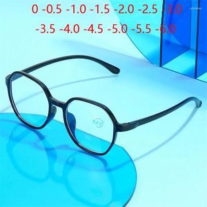 Sunglasses Anti Blue Rays Polygon Finished Myopia Glasses Women Plastic Full Frame Short-sight Prescription Eyewear 0 -0.5 -1.0 To -6.0