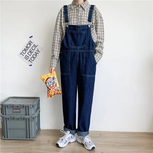 Herren Jeans Denim Overalls Lose Plus Size Cropped Hosen Gerade Hosenträger Jumpalls Taschen Blaue Cowboyhosen 240408