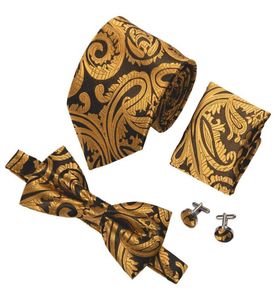 Designer de gravata masculina de luxo tie tie ouro Paisley Bowtie seda tecida com lençol mangueiro vestido de noiva Moda LH712 D9888734464