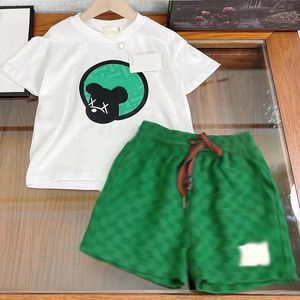 Summer Fashion New Children Handsome Set for Men and Women Small and Medium sized Big Treasure Short sleeved Shorts Sports Two Piece Set Sports Trend