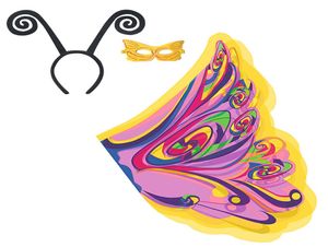 Beautiful Girls Cosplay Costumes Yellow Colorful Butterfly Wings Mask Headband Butterfly Elf Cosplay Cape Chiffon light thin gif8069792